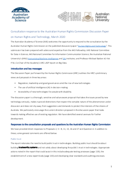 Human rights and Technology submission document preview thumbail