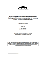 Discussion paper—Providing the machinery of science: Defining a whole-of-government strategy for securing access to critical research facilities