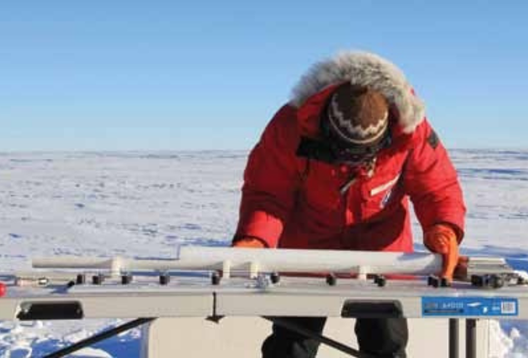 Scientists use ice core samples to reconstruct climatic records over hundreds of thousands of years.