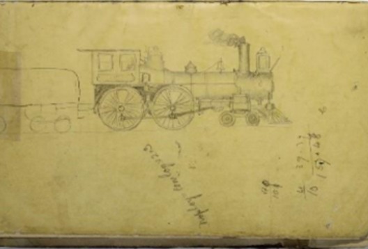 A hand drawn sketch of a train