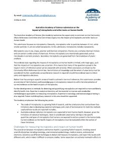 Australian Academy of Science submission on the Impact of microplastics and other toxics on human health