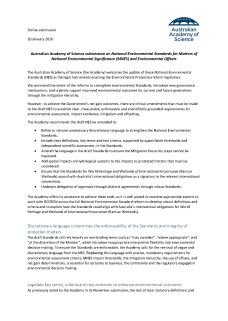 Submission – National Environmental Standards for Matters of National Environmental Significance (MNES) and Environmental Offsets
