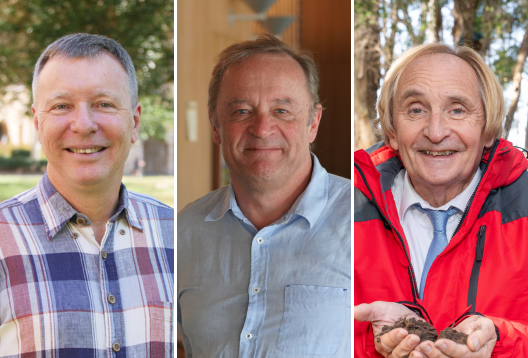 A collage of three headshots. From left to right: Professor Bostjan Kobe, Professor Malcolm Sambridge, Professor Alex McBratney.