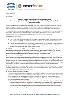 Document cover of the EMCR Forum submission on the Policy review of the National Competitive Grants Program Discussion paper: A new plan for ARC-funded research