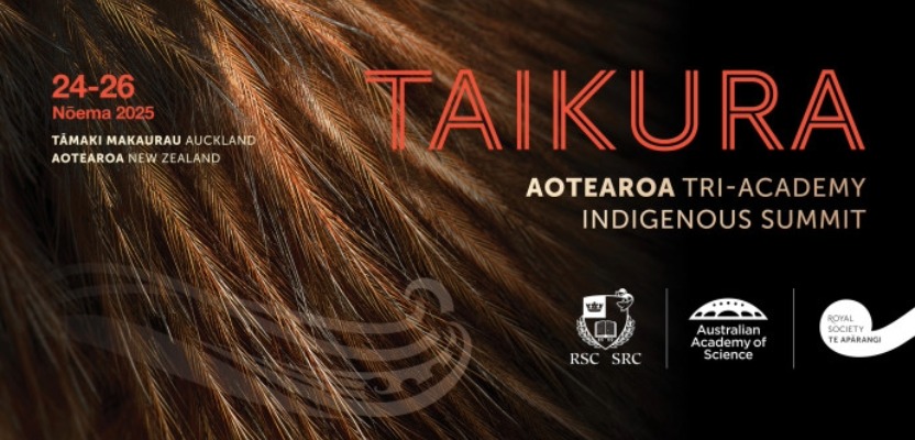 Event poster Taikura summit with Academy and Royal Society logos