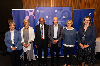 Professor Jagadish with the Slatyer family and Ms Patricia Kelly and Ms Jane O’Dwyer from Cooperative Research Australia.