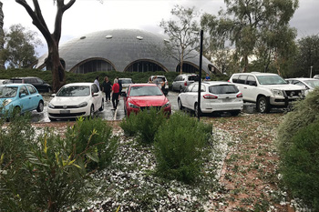 Shine Dome and Academy after the hail storm