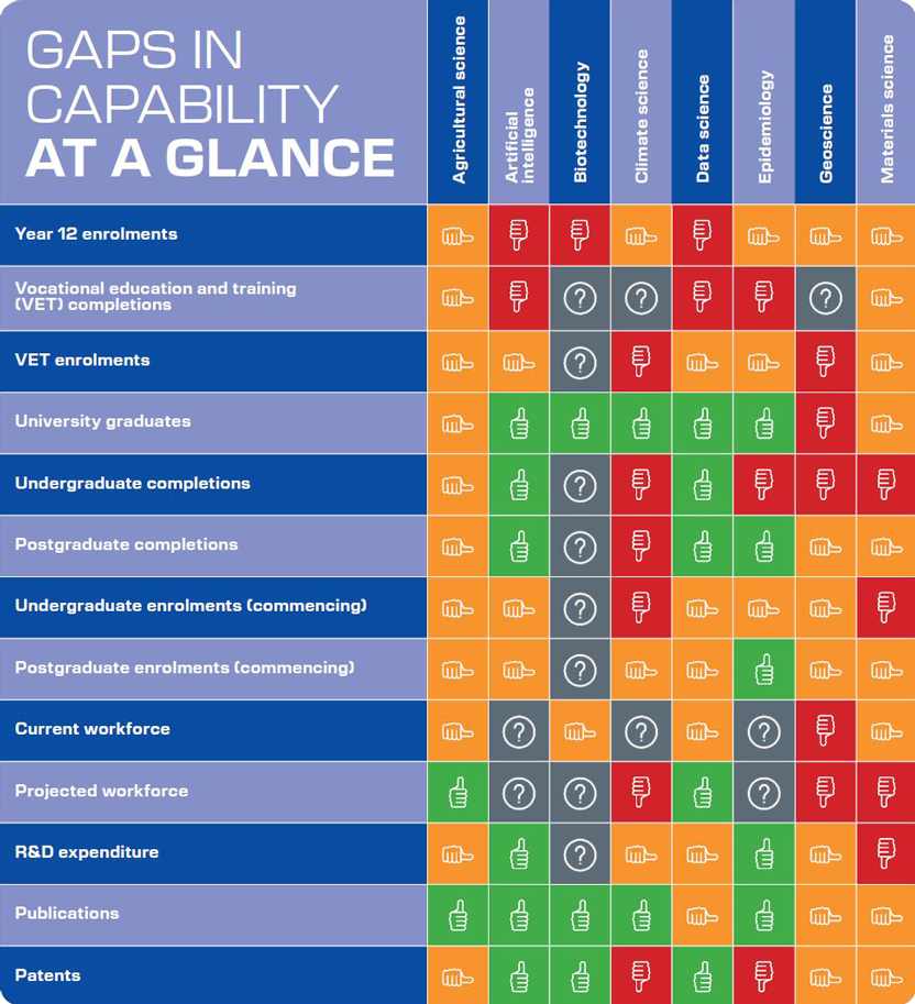 Gaps in capability at a glance