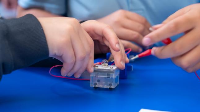 Students making a circuit